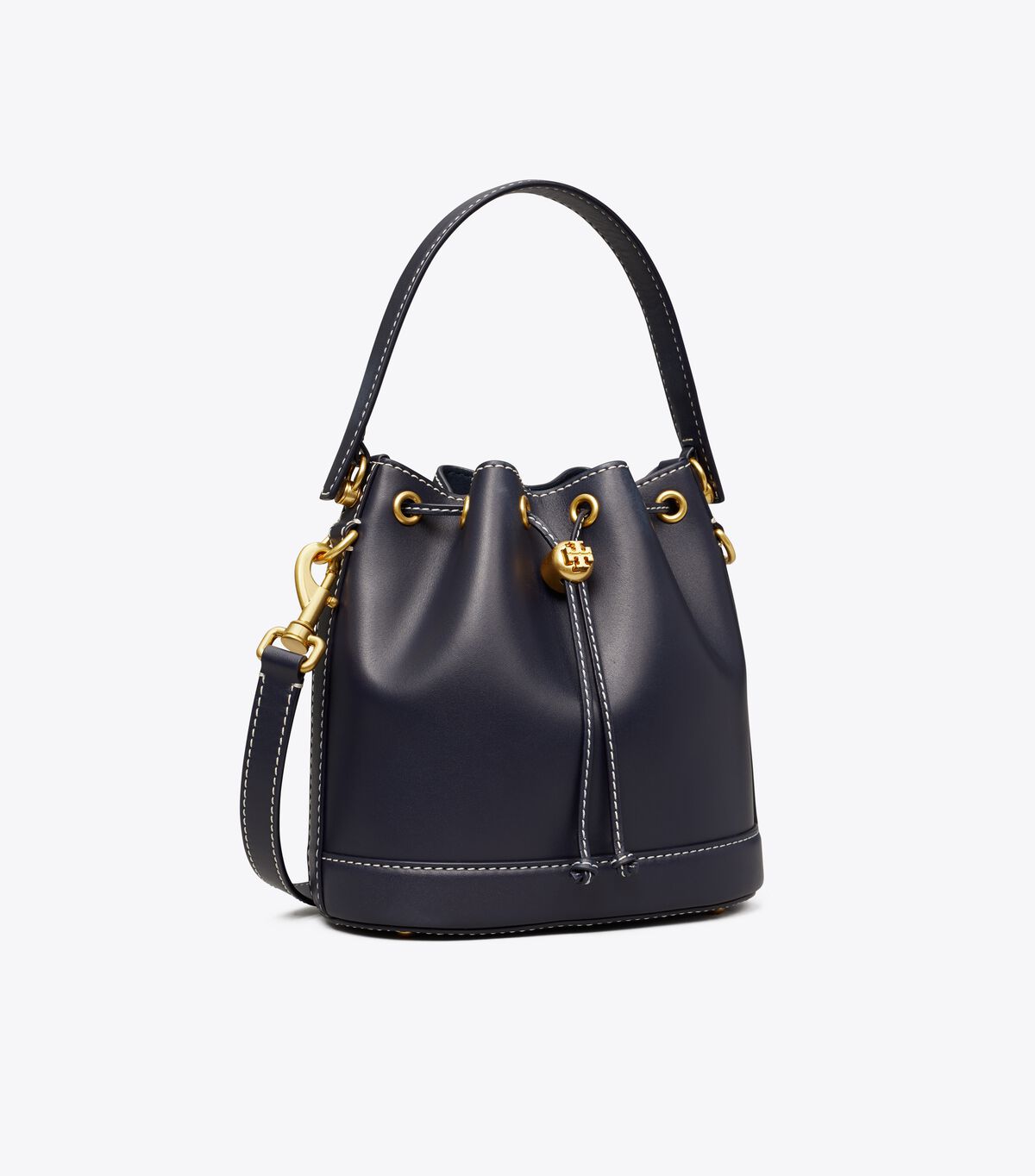 tory burch t monogram leather bucket bag