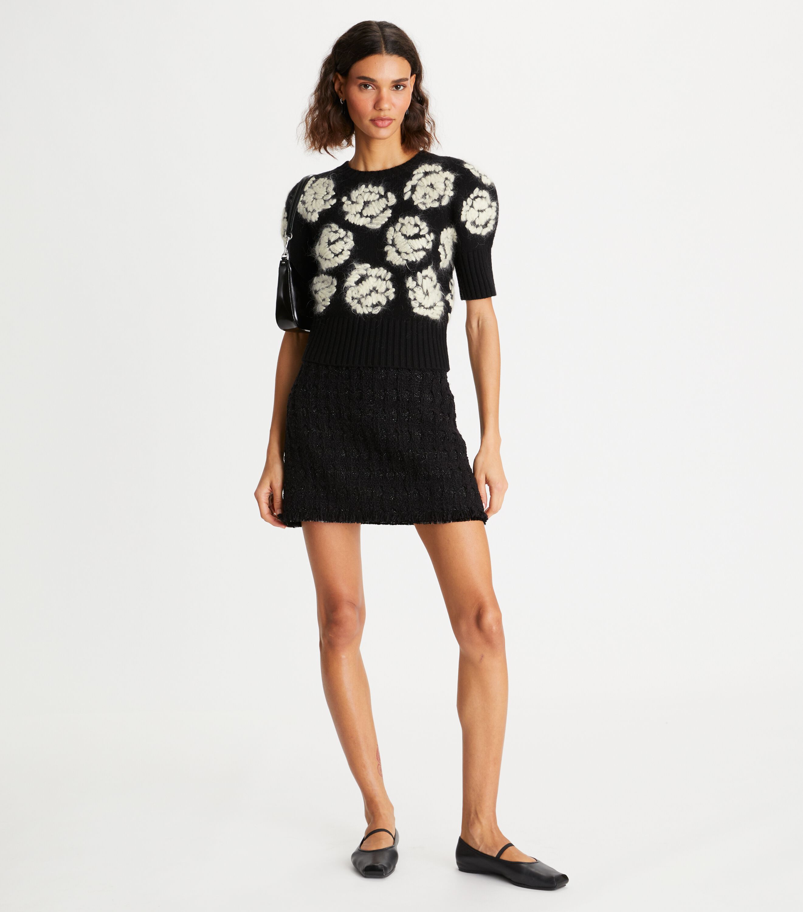 Rose-Embroidered Sweater, Black | Tory Burch KW