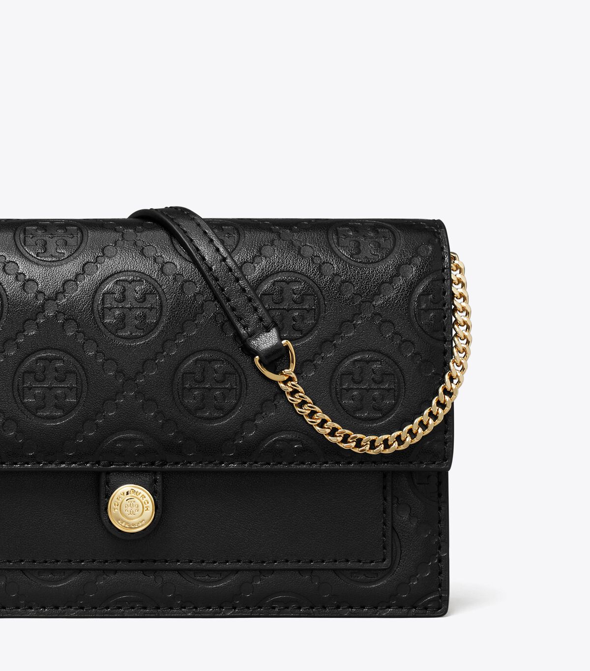 tory burch t monogram leather chain wallet
