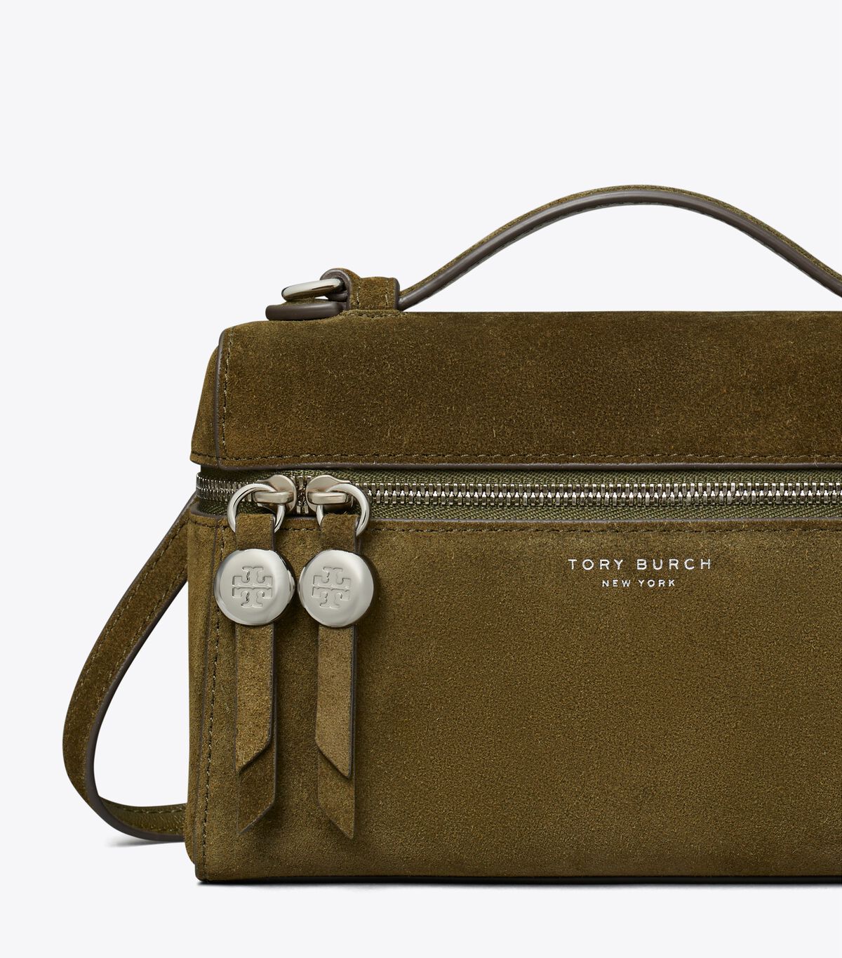 tory burch حقيبة رومي الشمواه بمقبض علوي نحيف