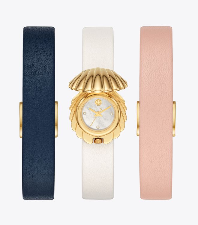 Shell Watch Gift Set, Gold Tone/Multi-Color, 25 X 28 MM | Accessories | Tory  Burch