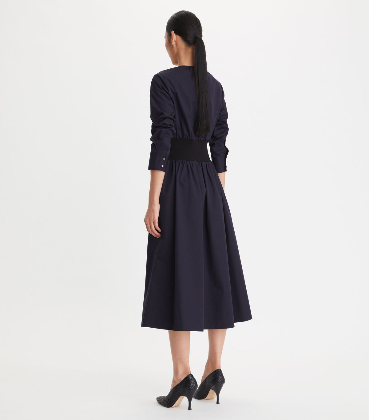 tory burch poplin knit waist dress