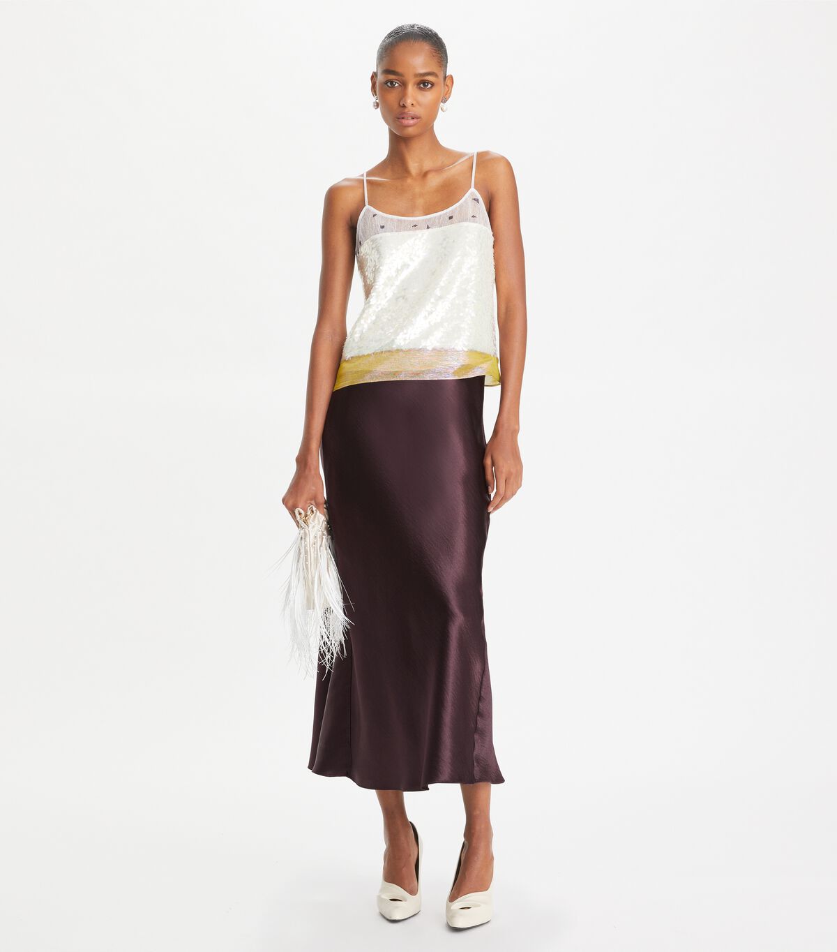 tory burch satin skirt