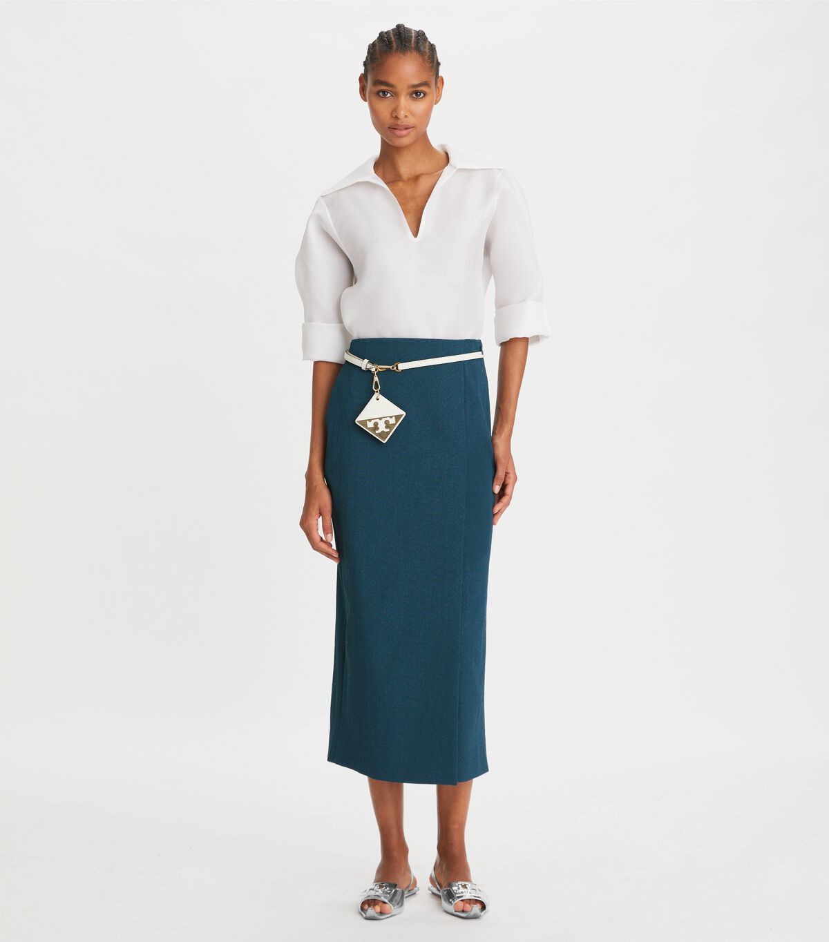 tory burch stretch faille wrap skirt