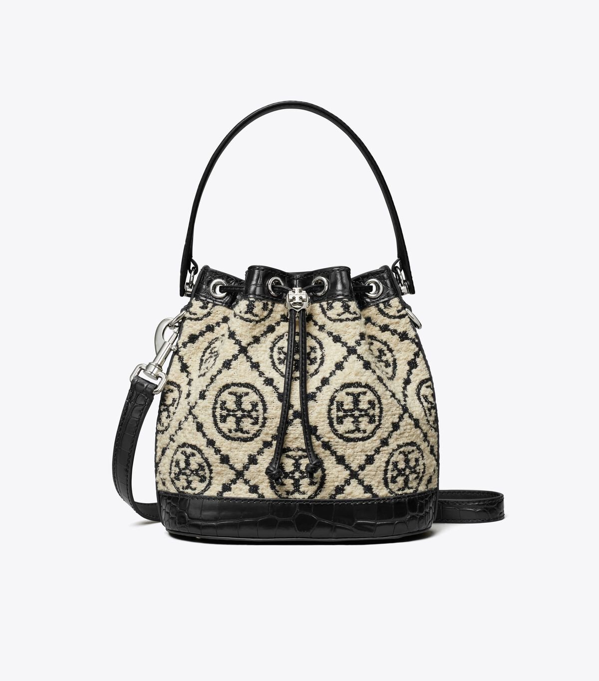 tory burch t monogram boucl bucket bag