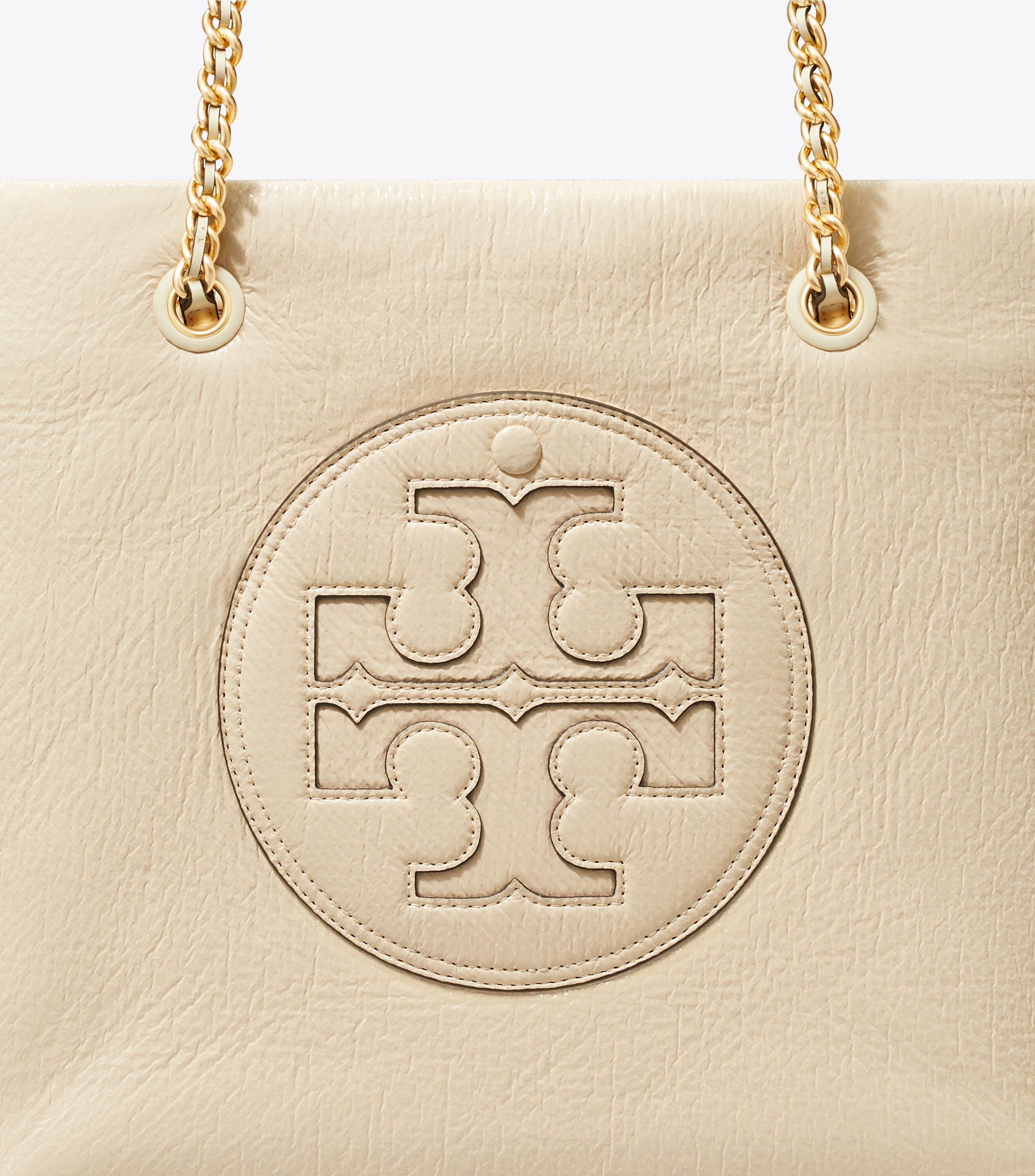 Ella Crinkle Patent Chain Tote, Oats | Tory Burch KW