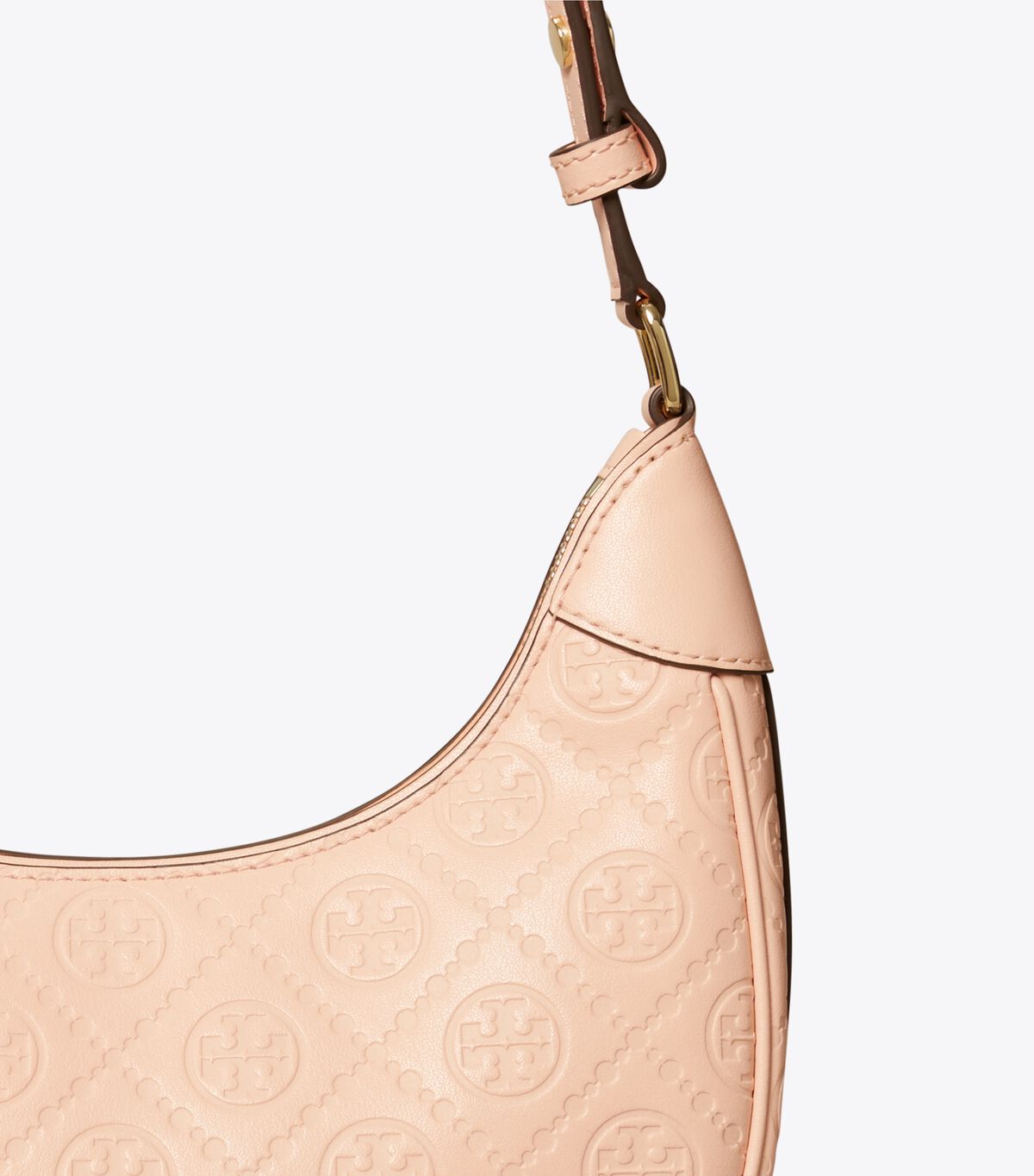 tory burch t monogram leather crescent bag
