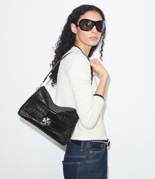 tory burch charlie croc embossed shoulder bag