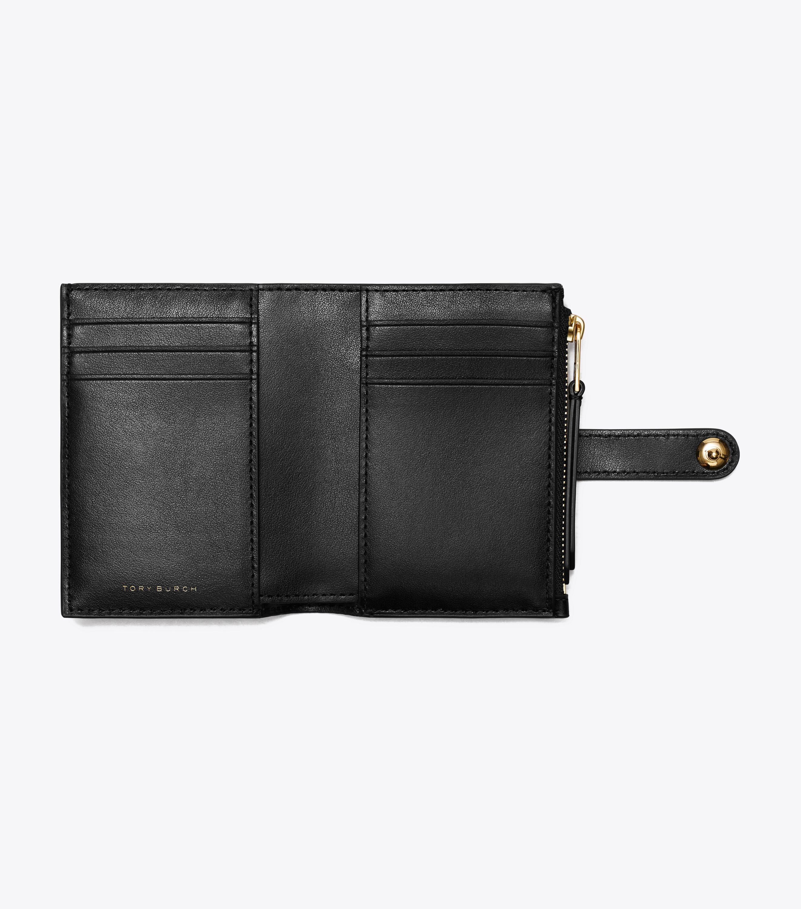 ★Tory Burch★T Monogram Leather Bi-Fold Wallet Tory Burch T Monogram Leather Bi-Fold Wallet in Black | Lyst
