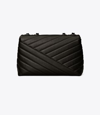 Tory Burch Kira Chevron Powder Coated Small Convertible Shoulder Bag  (Black/Silver) Handbags - ShopStyle