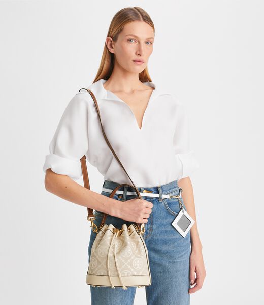 tory burch t monogram bucket bag