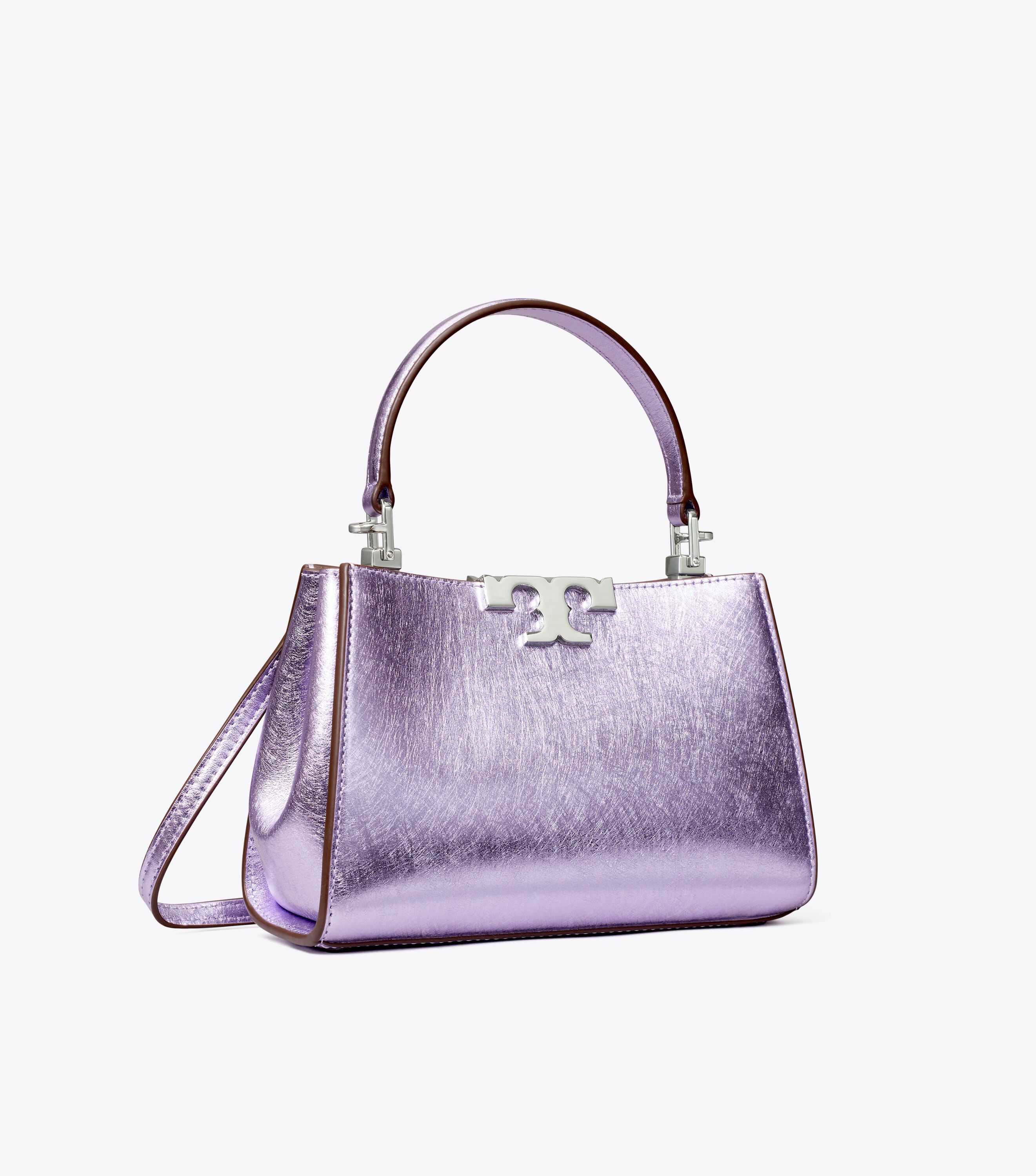 Mini Eleanor Metallic Satchel, Lavender Metallic | Tory Burch KW