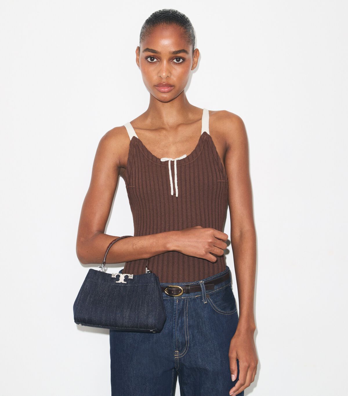 tory burch mini eleanor denim satchel