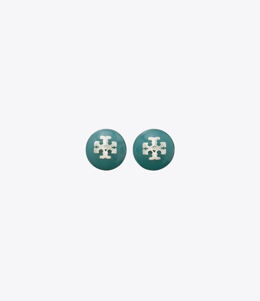 tory burch resin logo stud earring