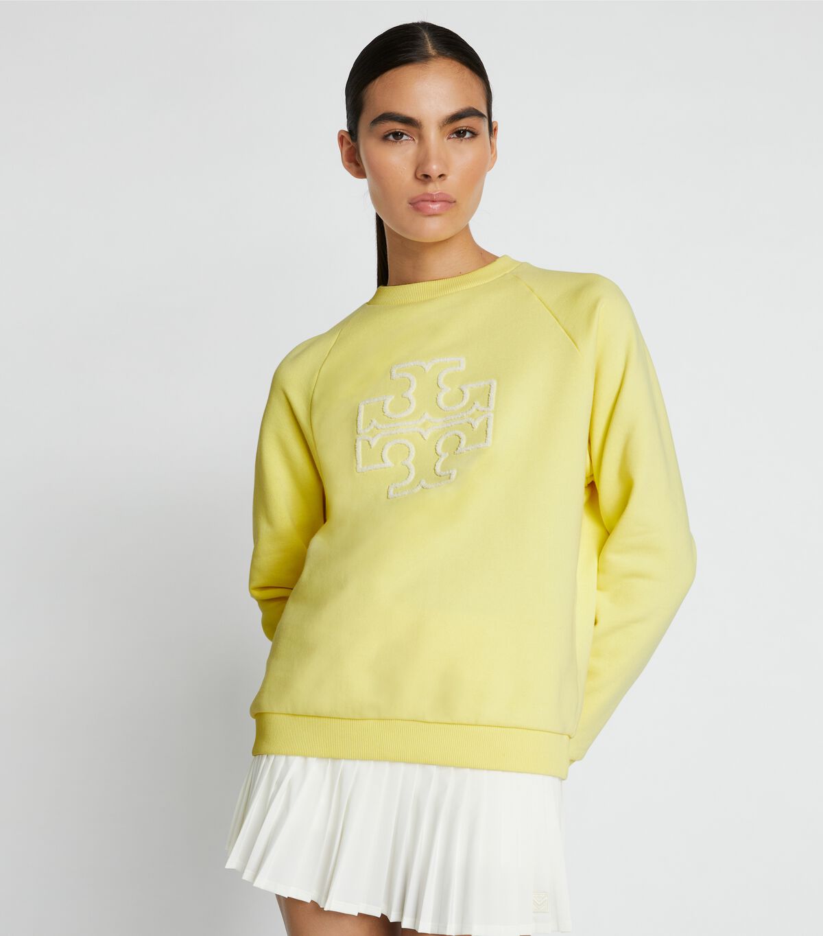 tory burch heavy french terry logo crewneck