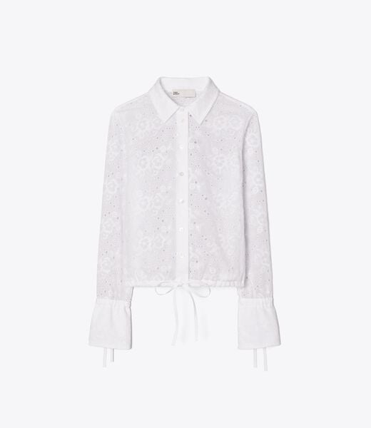 tory burch cotton eyelet blouse