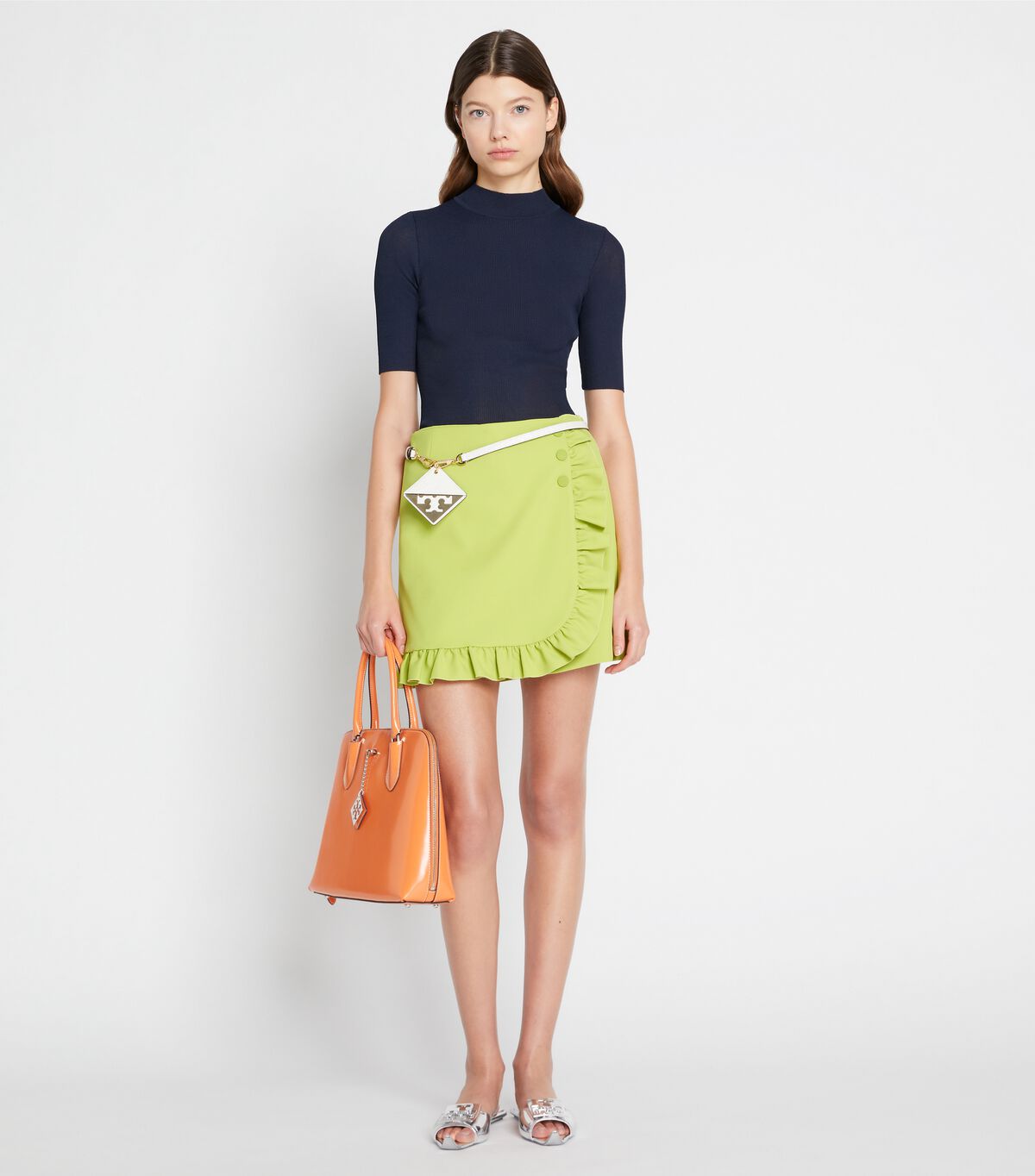 tory burch tech twill ruffle skort