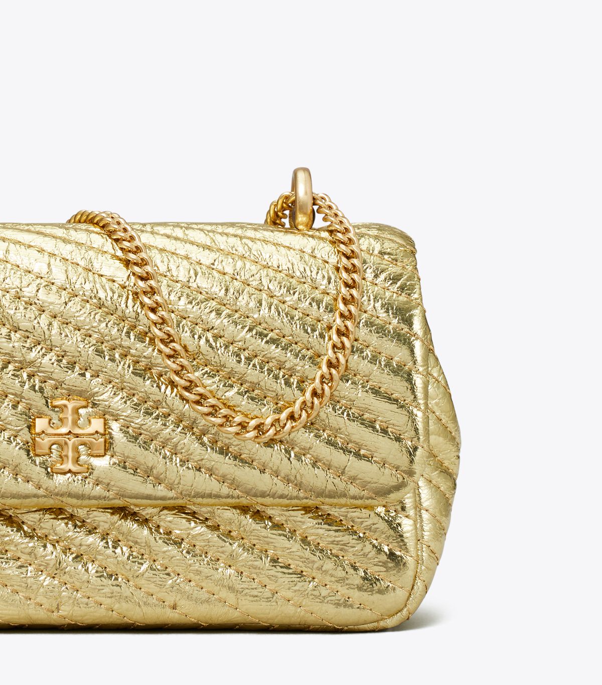 tory burch mini kira metallic moto quilt flap bag