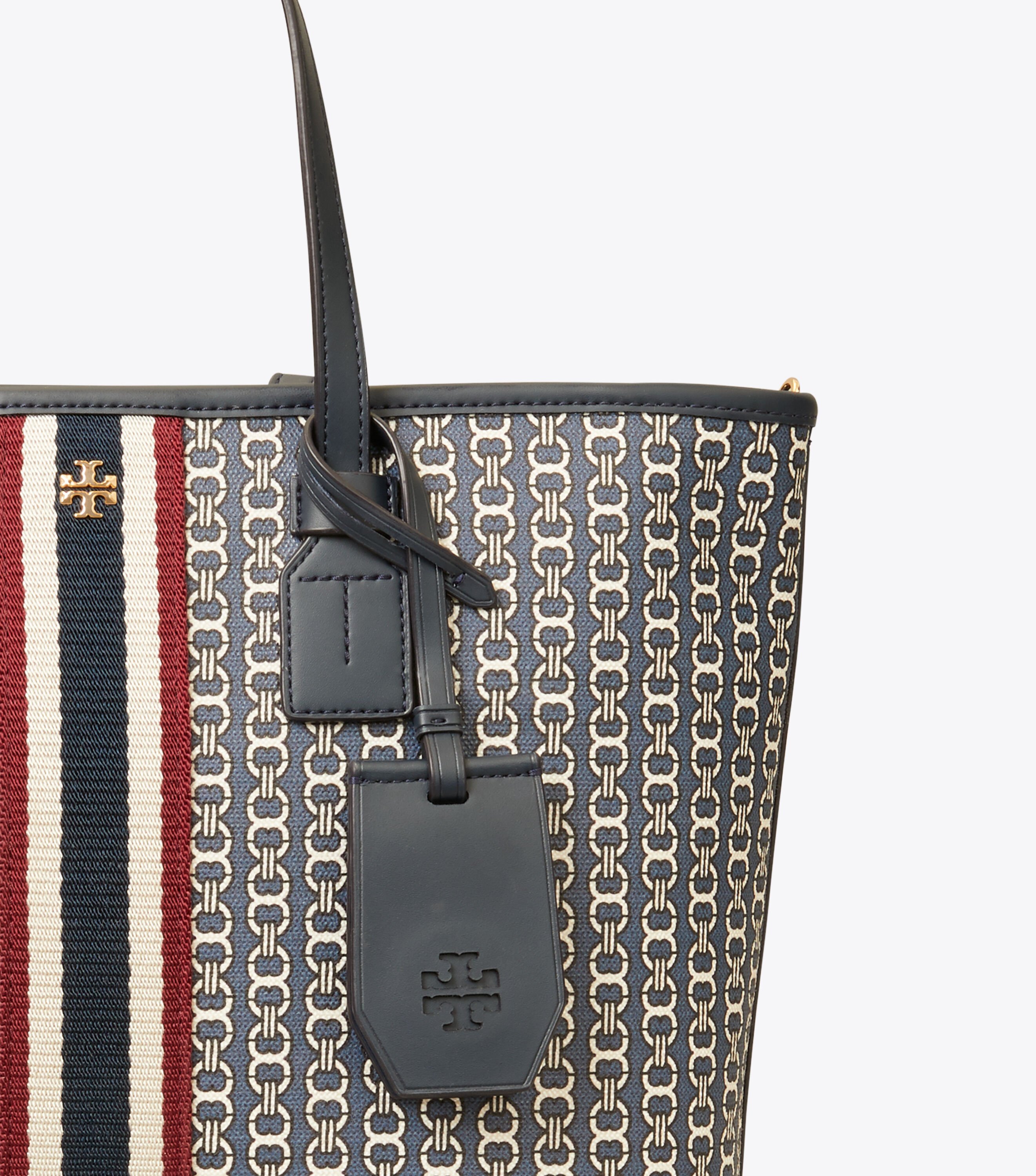 Gemini Link Canvas Small Top-Zip Tote Bag, Tory Navy Gemini Link