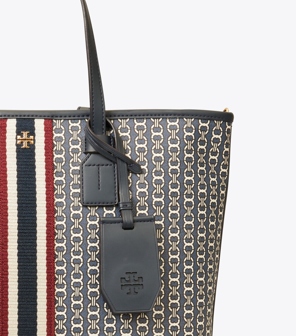 Gemini Link Canvas Small Top-Zip Tote Bag, Tory Navy Gemini Link