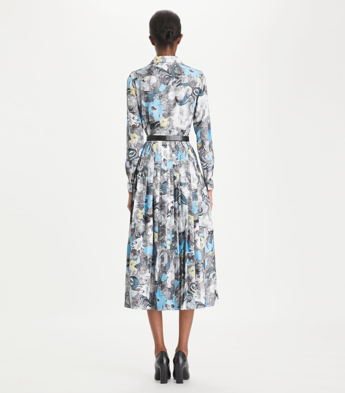 tory burch printed pleated silk twill dress