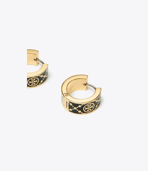 tory burch small t monogram hoop earring