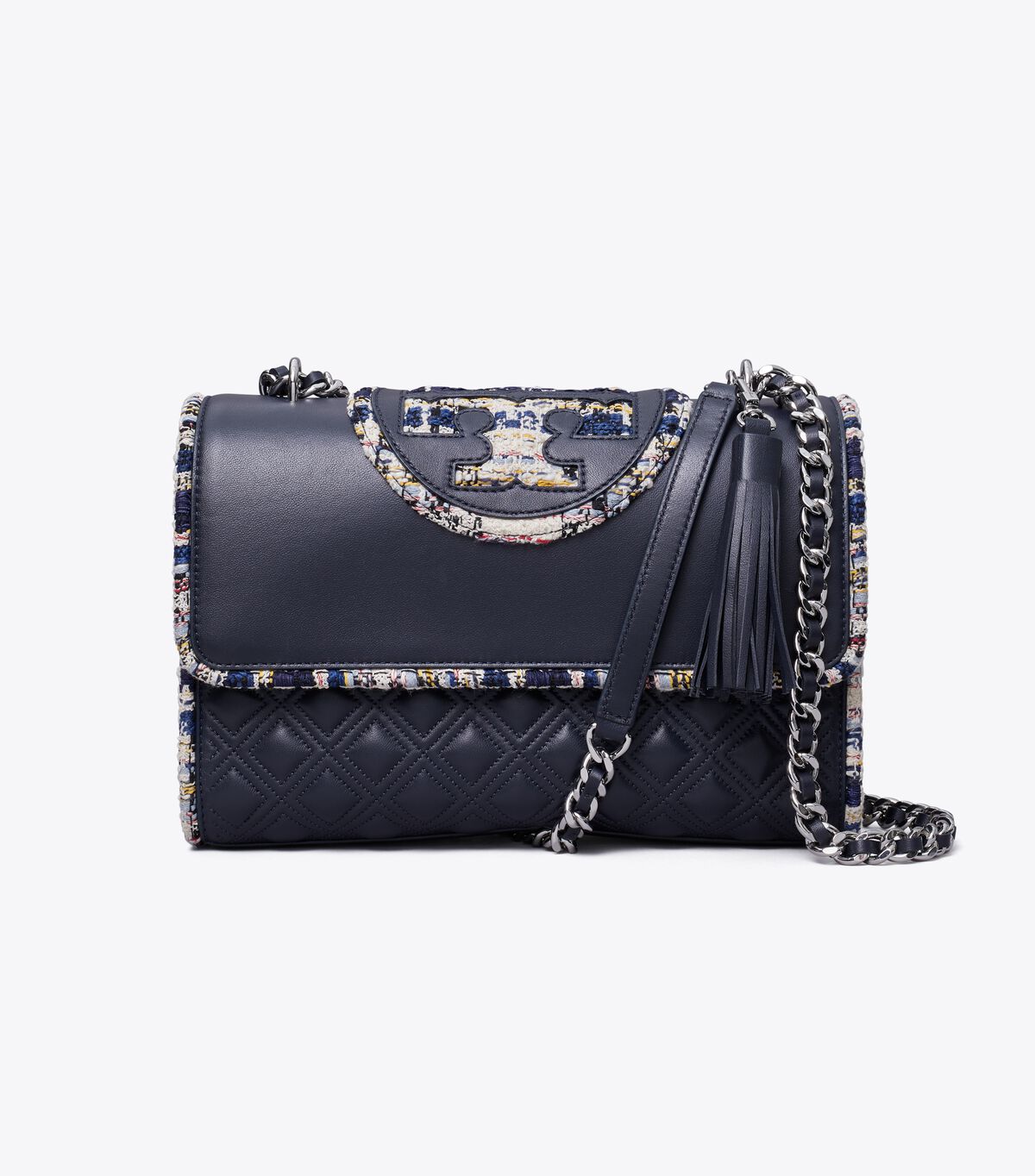 tory burch fleming tweed border convertible shoulder bag