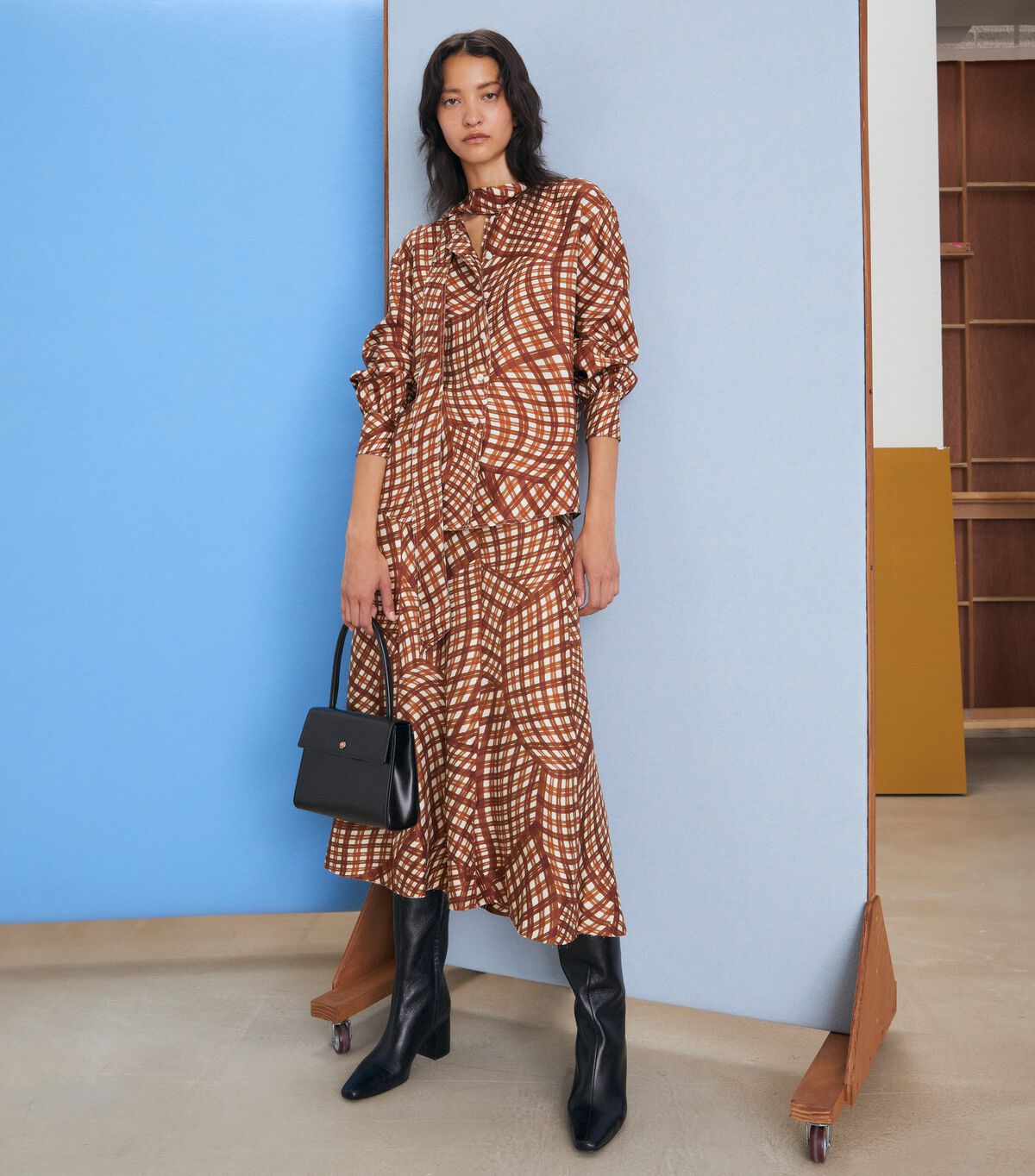 tory burch printed silk twill skirt
