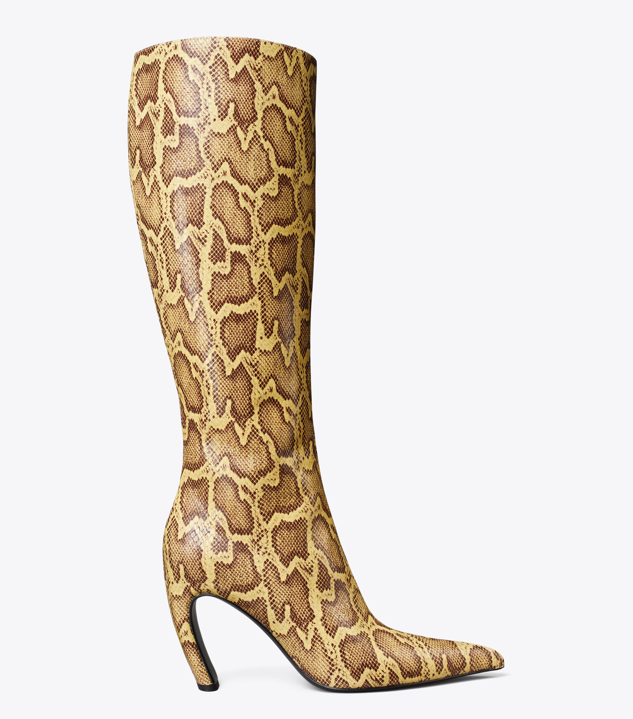 Tall Snake-Embossed Leather Boot, Mimosa | Tory Burch KW