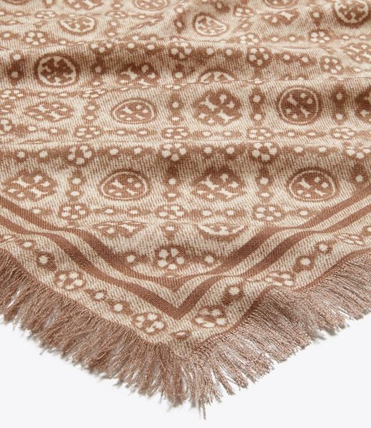 tory burch t monogram floral oblong scarf