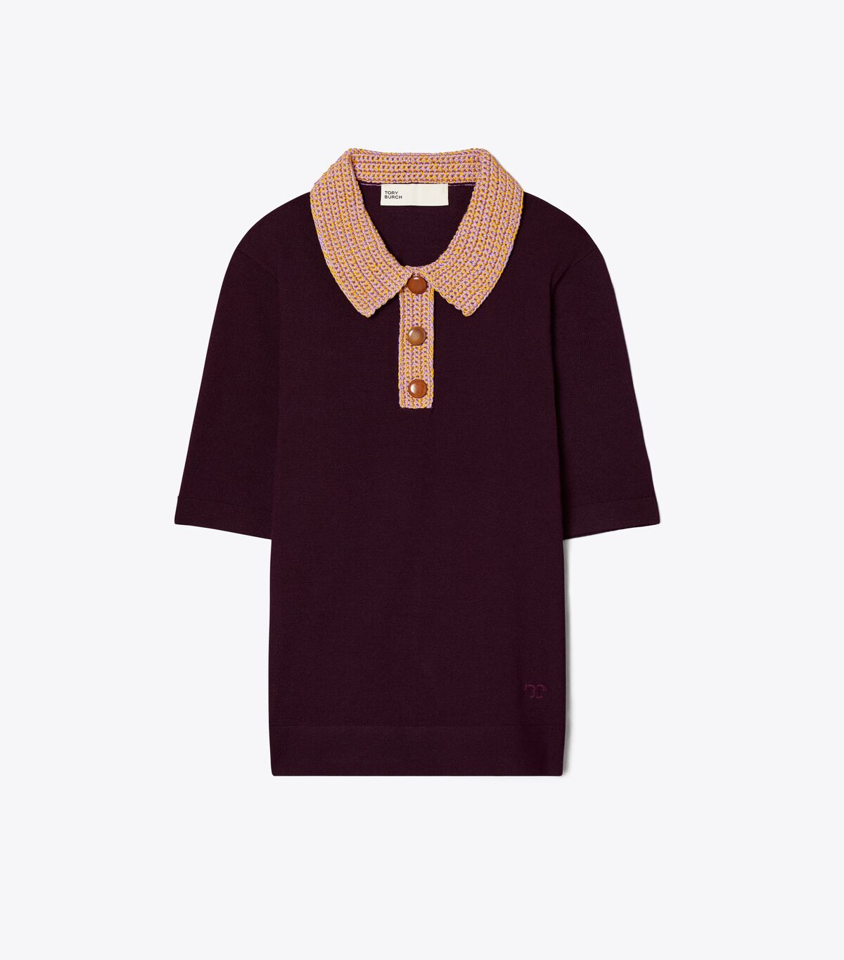 tory burch crochet collar knit polo