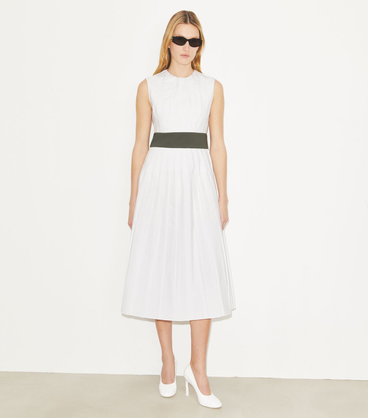 tory burch pleated poplin dress