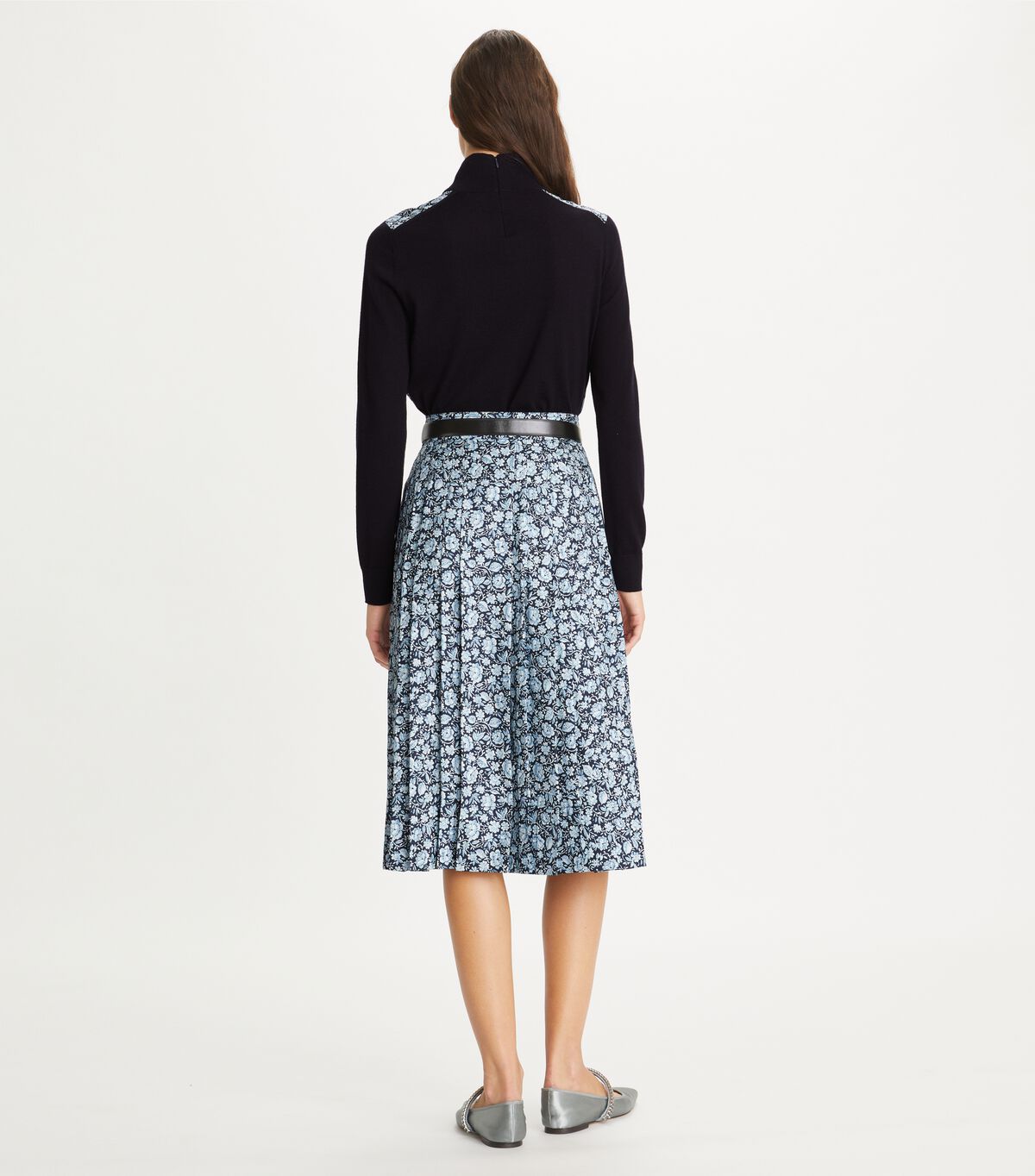 Silk-Front Wool Turtleneck tory burch silk front wool turtleneck