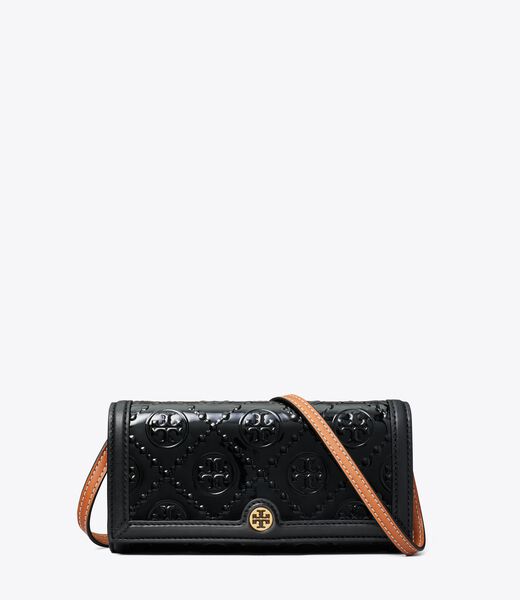 T Monogram Patent Embossed Wallet Crossbody