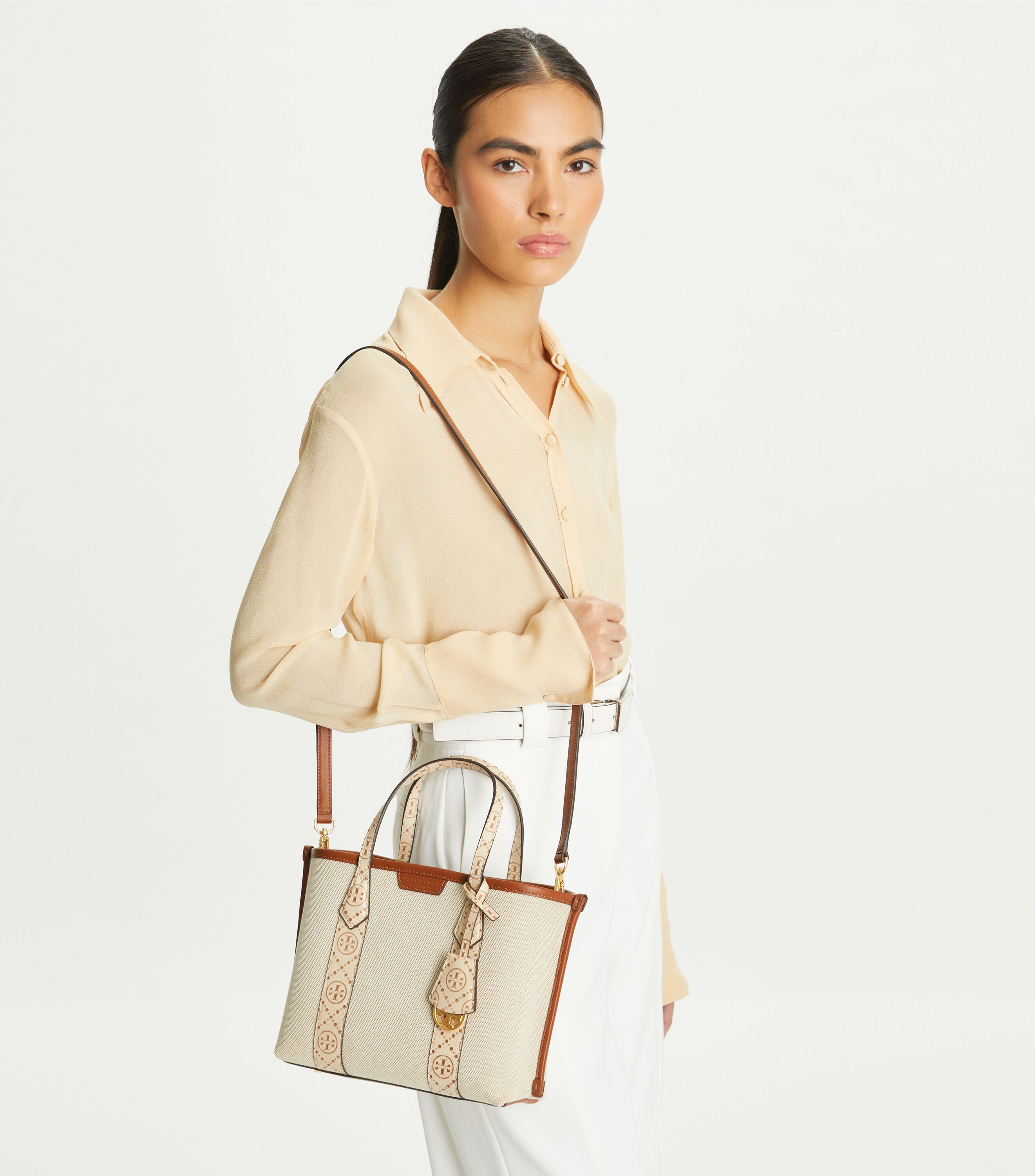 Tory Burch Small Perry Canvas Triple Compartment Tote Tory Burch KW