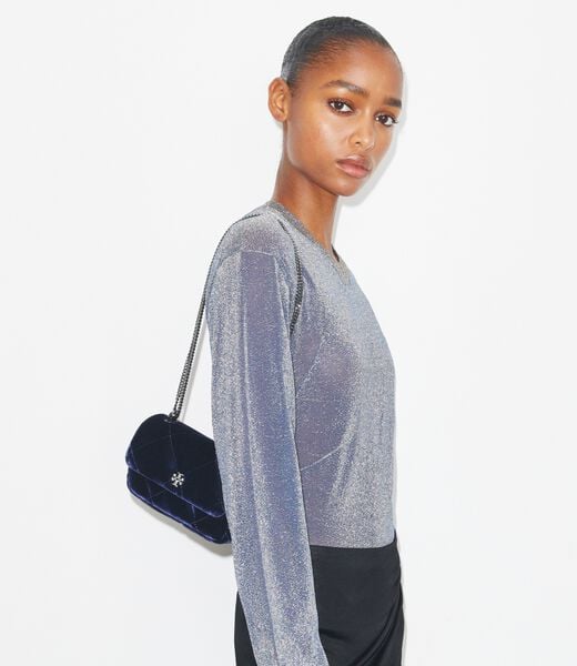 tory burch حقيبة ميني كيرا دايموند المخملية المبطنة