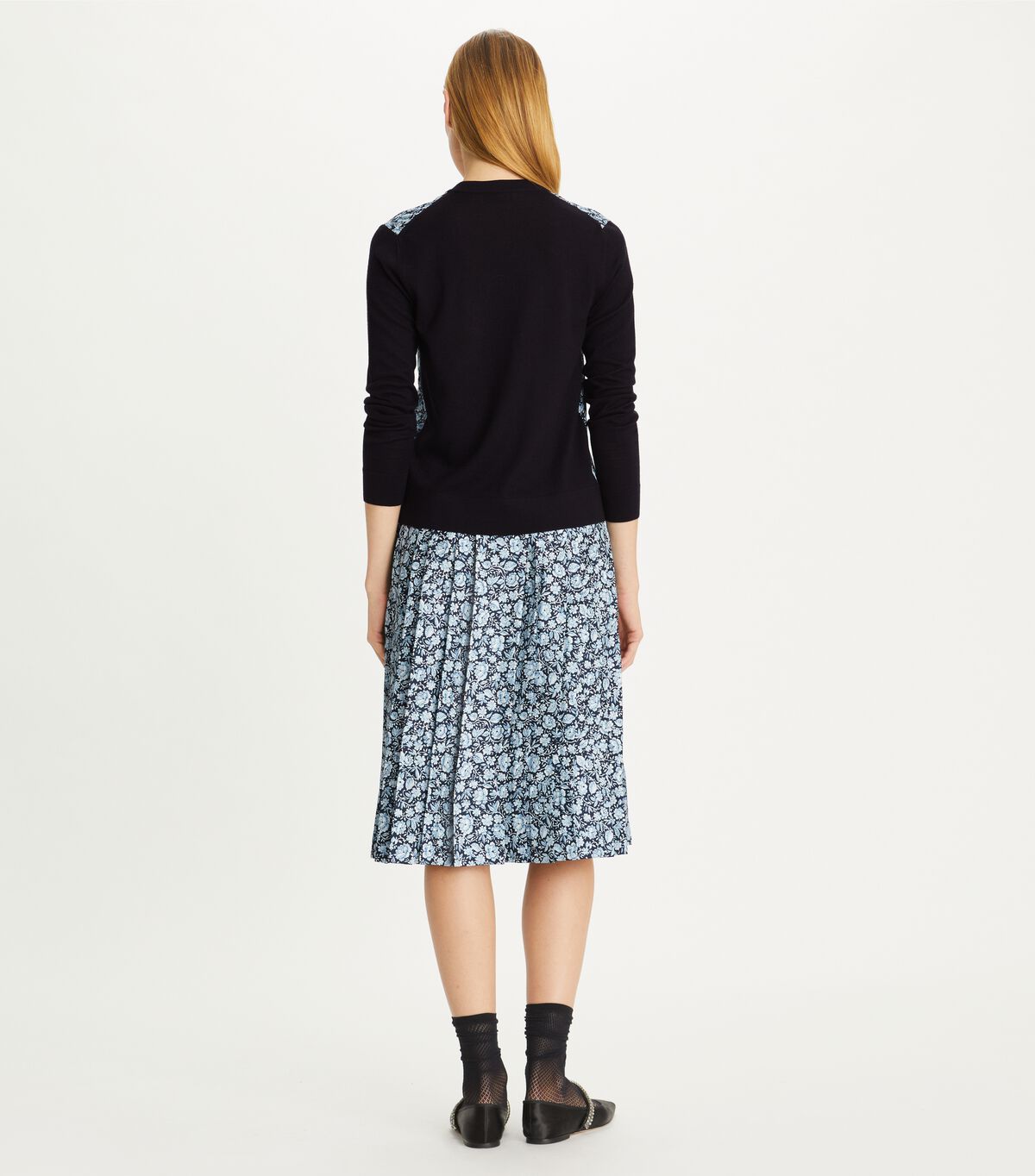 tory burch pleated silk skirt