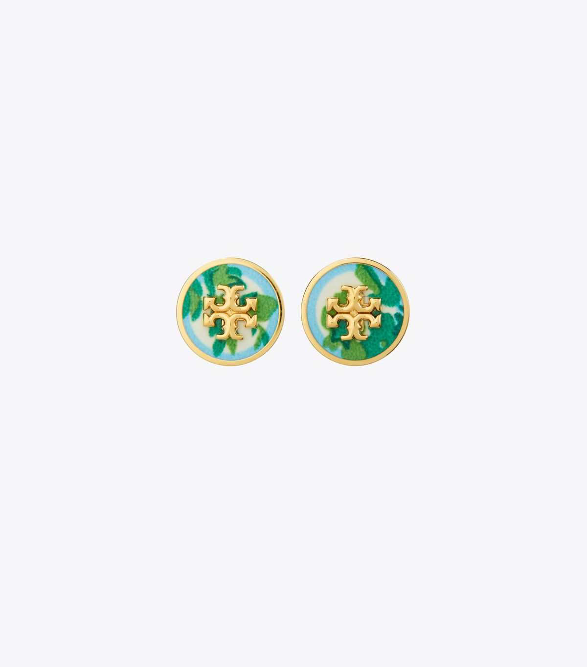 tory burch kira enamel printed circle stud earring